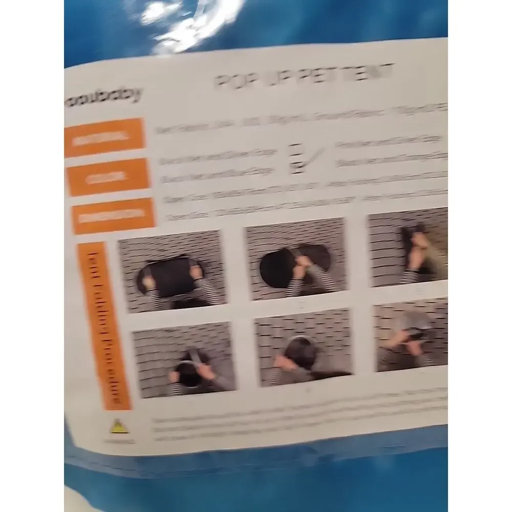 Pop Up Mesh Pet Tent Black Net Blue Trim - New In Case 47.25x24.80x19.68